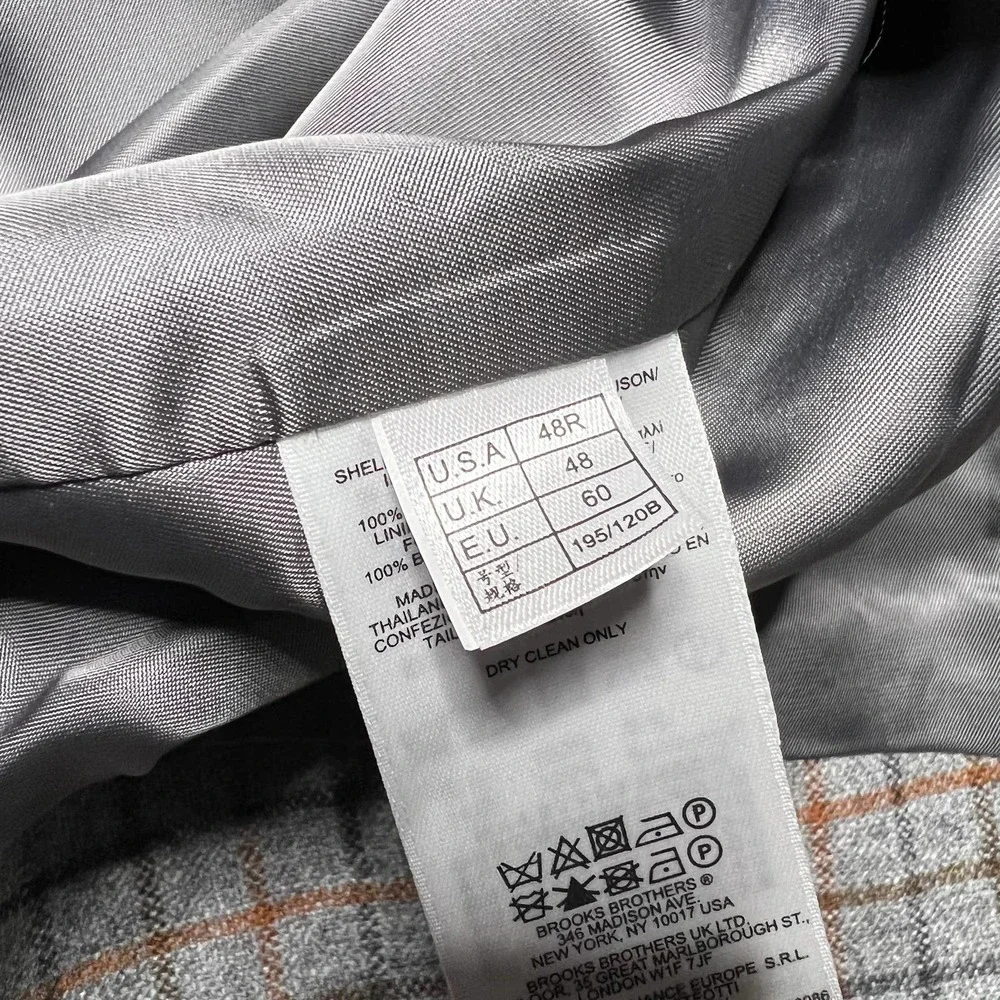 NWOT Brooks Brothers Madison Wool Windowpane Vest Lined Gray Brown Mens Size 48R - Picture 8 of 9